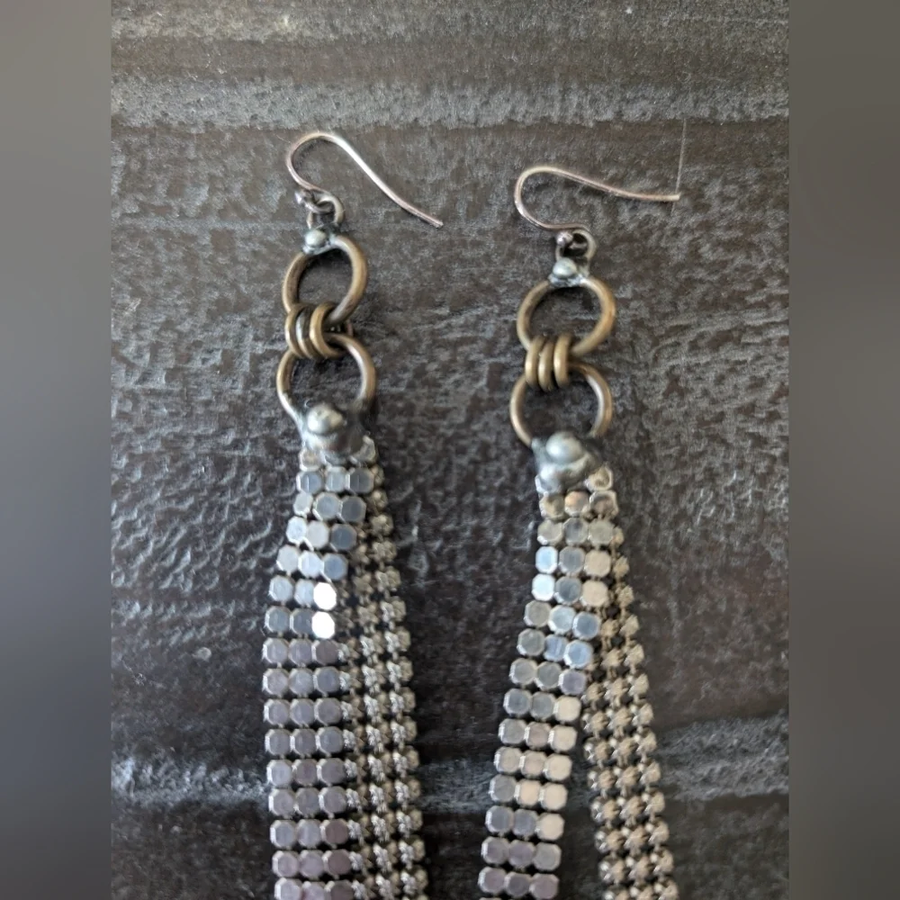 Mikal Winn Mixed Metal Silver Mesh Earrings